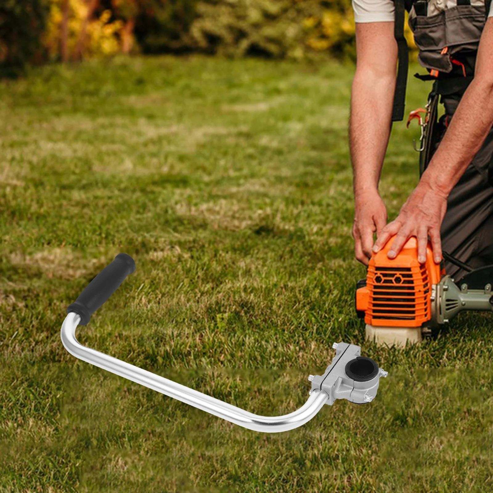 

Adjustable String Trimmer Handle Ergonomic Lawn Trimmer Grip Silver Easy Installation Auxiliary Handle for Lawn