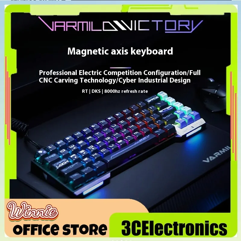 Varmilo Amiro Victory Esports لوحة مفاتيح محور مغناطيسي ، سلكي ساخن قابل للتبديل ضوء Rgb ، 67 مفتاح ، جميع سبائك الألومنيوم ، هدية Rt Boy