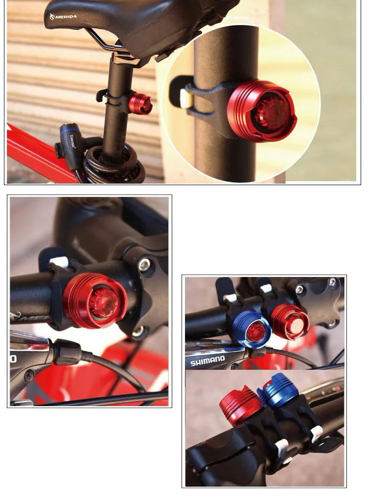 MINI ไฟท้ายจักรยาน MTB ไฟท้ายไฟเตือนการขี่จักรยานอลูมิเนียม LED ไฟท้ายจักรยานแบตเตอรี่ในตัวหมวกกันน็อคโคมไฟ