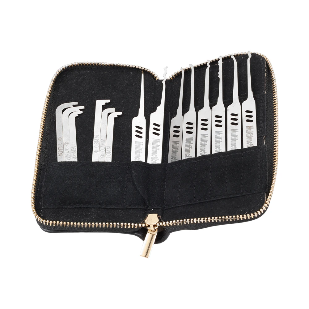 14Pcs Stainless Lockpick Opening Tool Set Practical Lock Set For Beginners And Professionals Locksmith Tensioning Tool 15cm*8cm