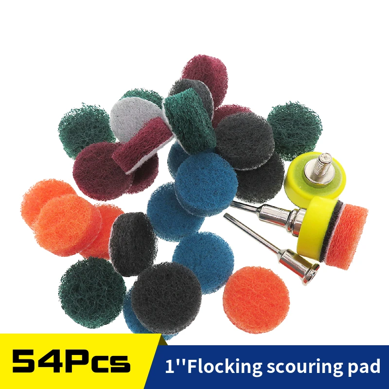 54 Pcs Scouring Pad 1 Inch Backing Pad 1/8