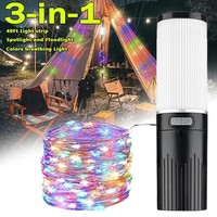 3 in 1 Camping Light USB Rechargeable Camping Lantern String Lights Waterproof Colorful Breathing Light Flashlight Work Lamp