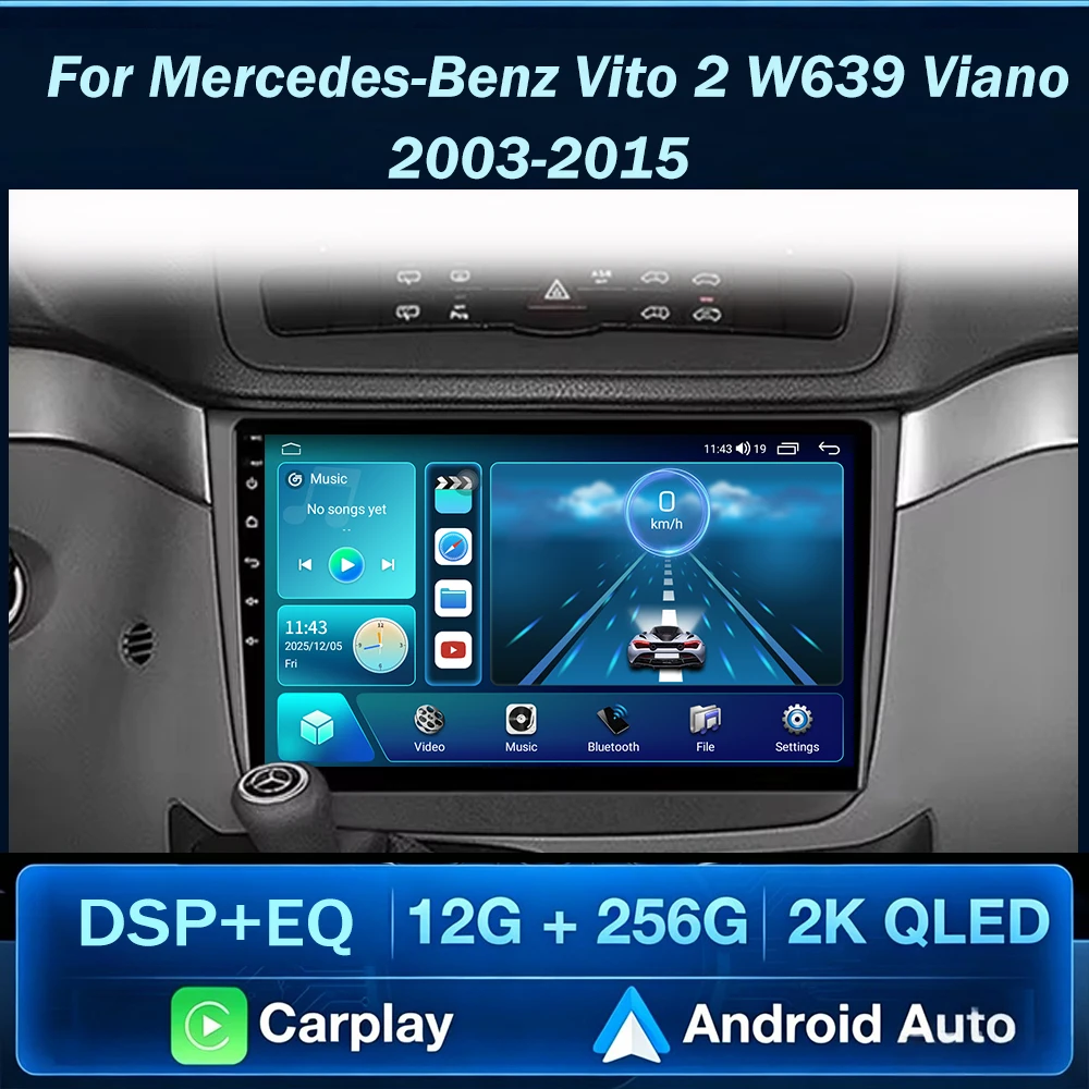 Car-Radio-For-Mercedes-Benz-Vito-2-W639-Viano-2-W639-2003-2005---2015-Carplay-Android-Auto-Video-GPS-Navigation-Stereo-Player