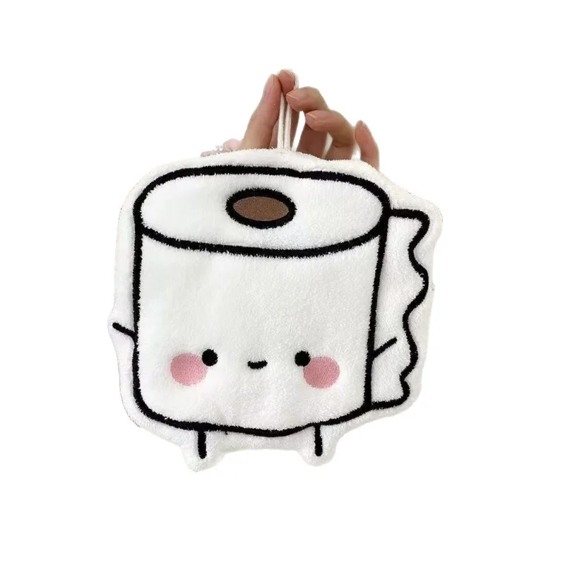 Toalla de Mano Absorbente y Gruesa con Diseño de Dibujos Animados - Toallita Cuadrada Pequeña de Terciopelo Coral para Colgar, de Doble Uso para Cocina y Baño