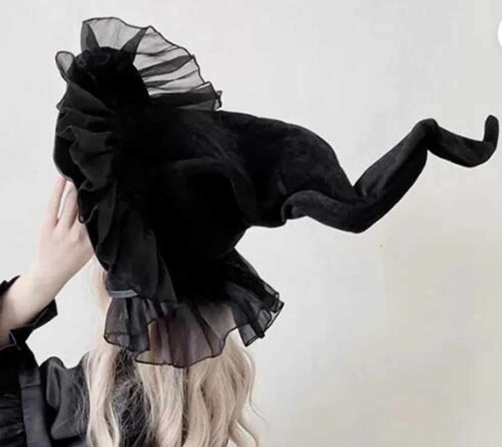 Gothic Women Big Witch Hat DIY Style Halloween Dark Witch Hat for Cosplay Party