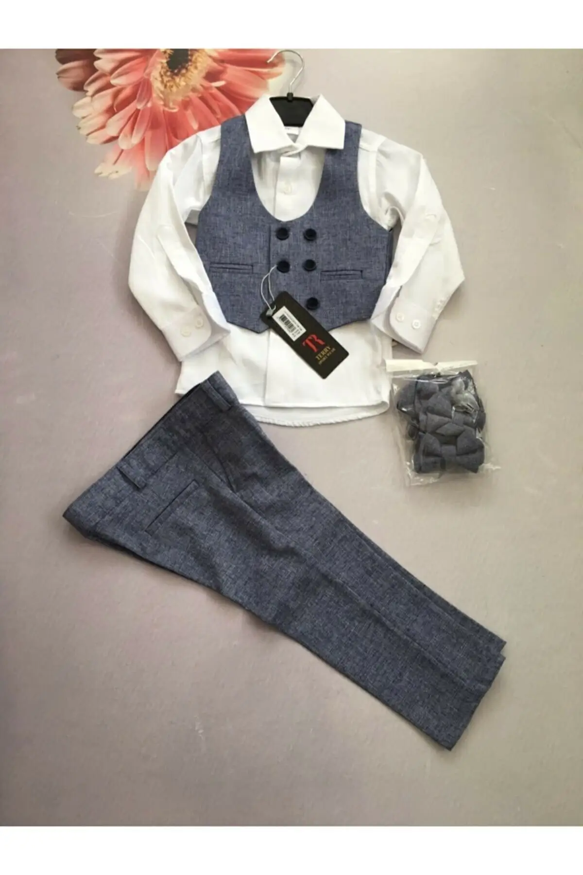 

Boy White Shirt Vest Suit Gray 1-8 Years Clothes Set Bodysuit Wear Set pieces diaper carter costume pyjama outdoor