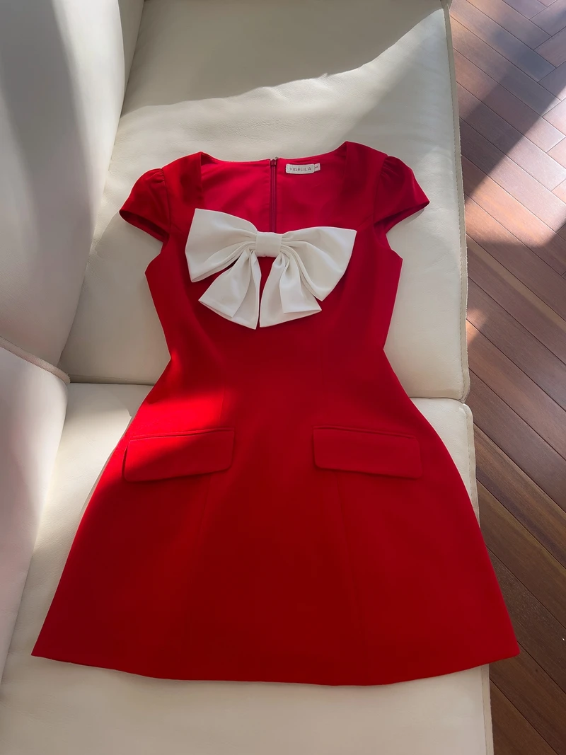 

Красное винтажное бальное платье Hepburn Sle Dr Ele, женское бальное платье Faion с высокой талией ort Sve с квадратным воротником и узлом Dr