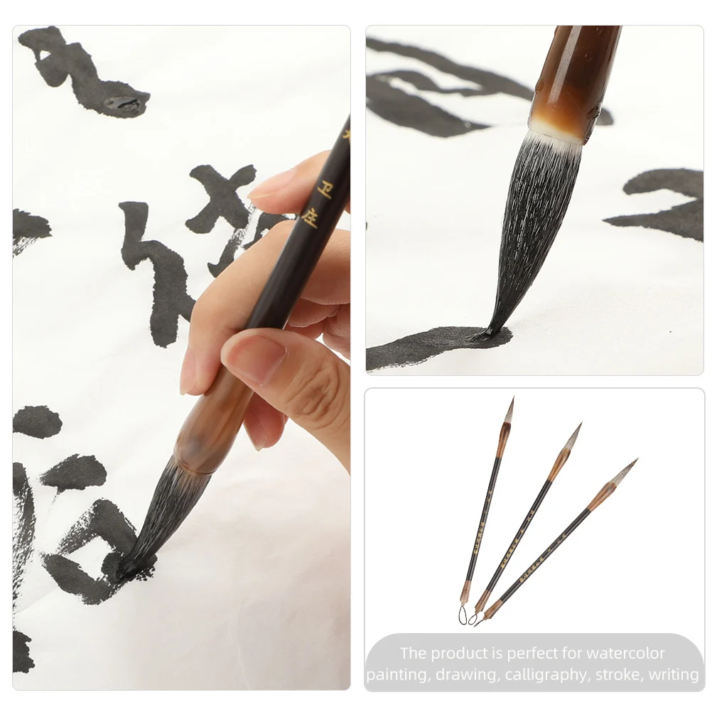 

3pcs Calligraphy Brush Set Traditional Writing Painting Tool For Chinese Calligraphy Sumi Drawing Watercolor Art Stationery
