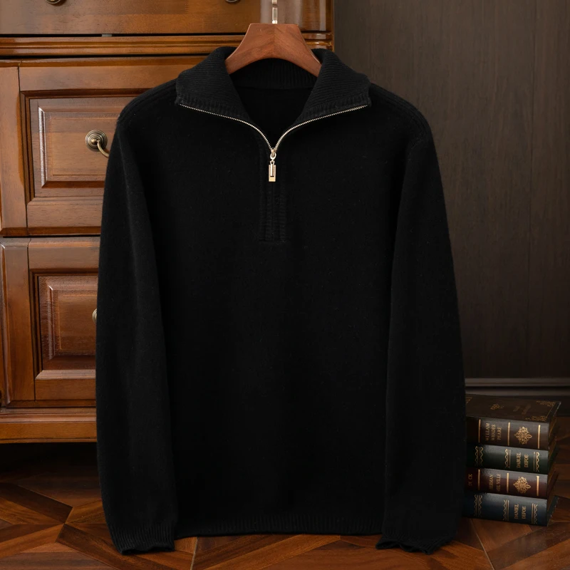 Autumn And Winter Wool Cardigan Coat Men's Casual Padded Sweater Wearing Warm Knitted Bottoming Shirt