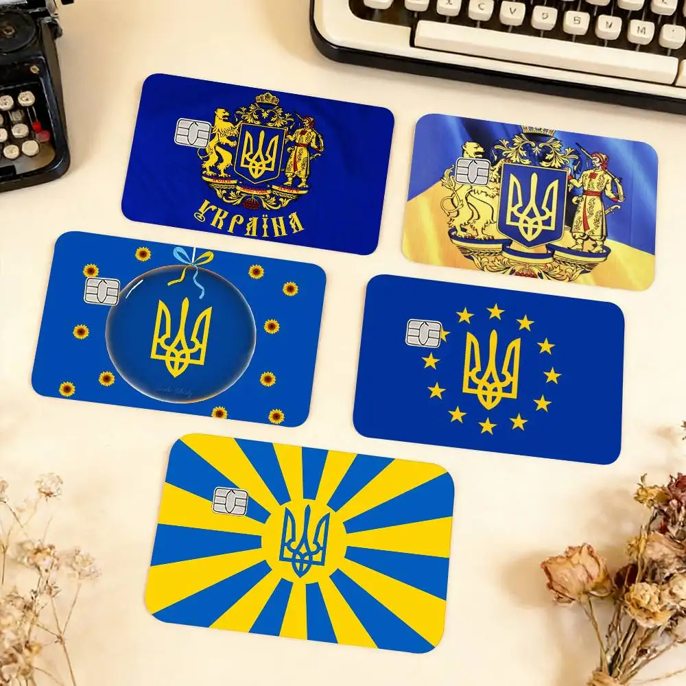Nation flag U-Ukraine  Waterproof Film Skin Cover Credit Card Stickers Debit Front Bank Bus Pass