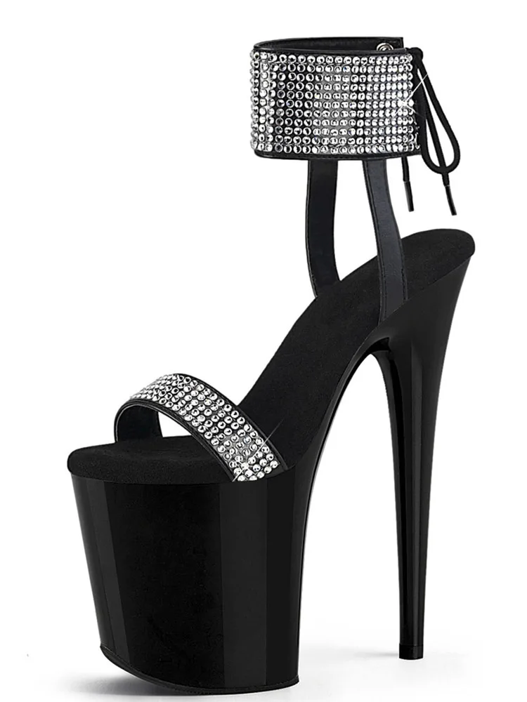 Club 13cm Strip High Heels Exotic Dancer Rhinestone Nightclub Gothic 8inches Stripper Pole Dance Fashion Sexy Fetish Full Dress