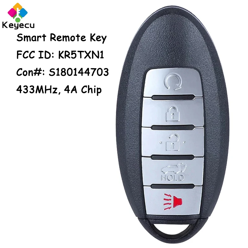 KEYECU Smart Remote Control Car Key With 5 Buttons 433MHz 4A Chip for INFINITI QX50 2019 2020 Fob FCC ID: KR5TXN1 S180144703