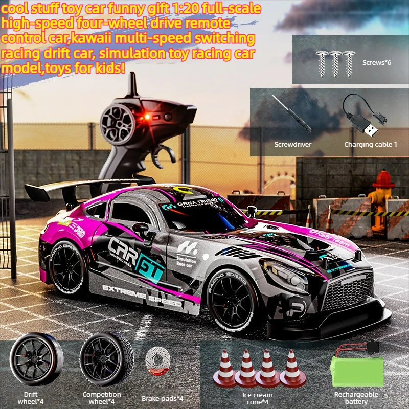 Cool Stuff Toy Car Funny Gift-1:20 Scale High-speed 4WD Rc Drift Car,Remote Control Car,Kawaii LED Racing Rc Cars,Toys for Kids