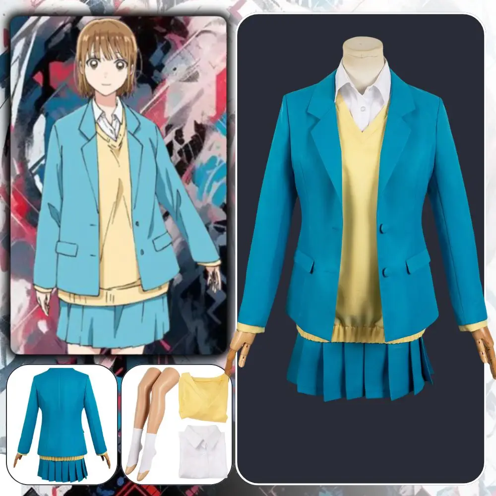 

Kano Chinatsu Cosplay Blue School Uniform Set Ao noh hako Cosplay Costume Disguise For Women Adult Halloween Carnival Party Suit