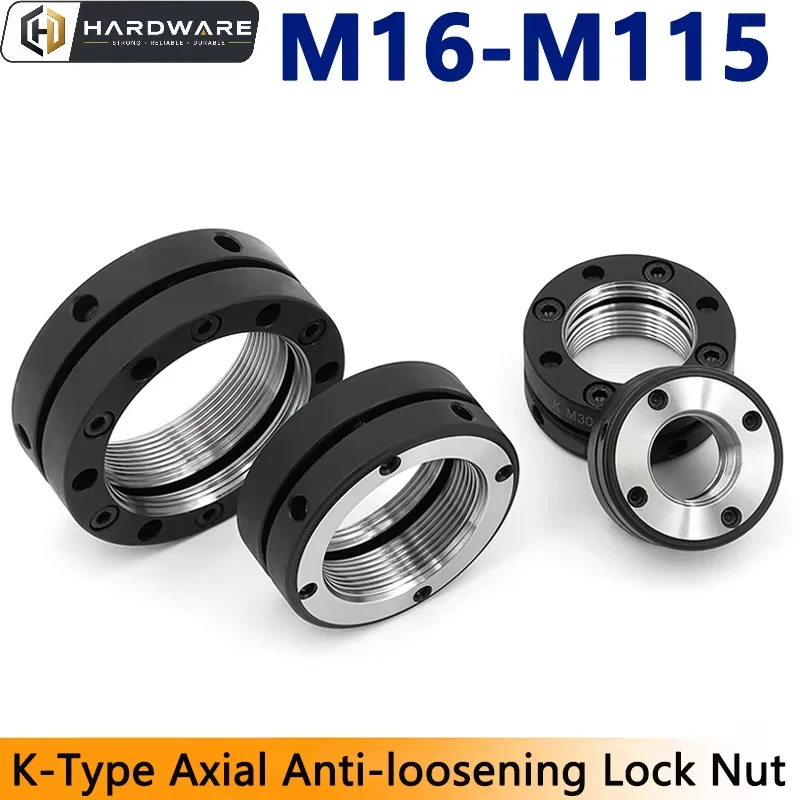 1pcs M16-m115 K-type Axial Precision Locking Nut Round Anti-loosening Self-locking Nut Machine Tool Ball Screw Bearing Locknut