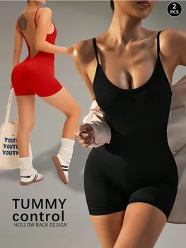 Cross-Back Yoga Romper 3 Women's Solid Color Cross Back Yoga Everyday Fitness Romper Shorts Workout Clothes Women Women Clothing Athletic Women 3