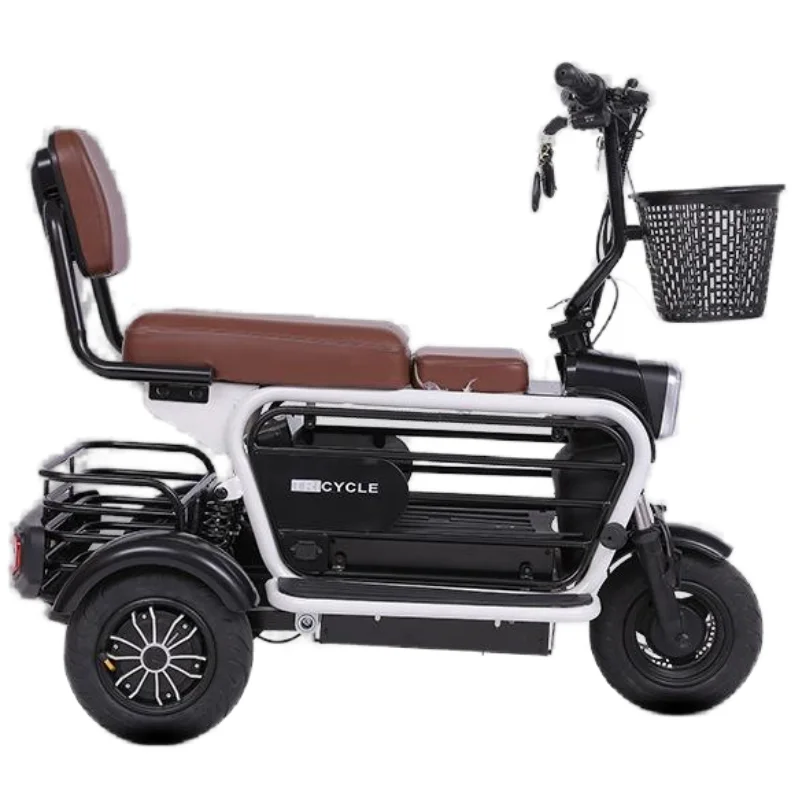 

All Terrain Electric Scooter 3 Wheels For Adult With Pet Basket Family For 2 People 400w Passenger Trike Senior Mobility Scooter