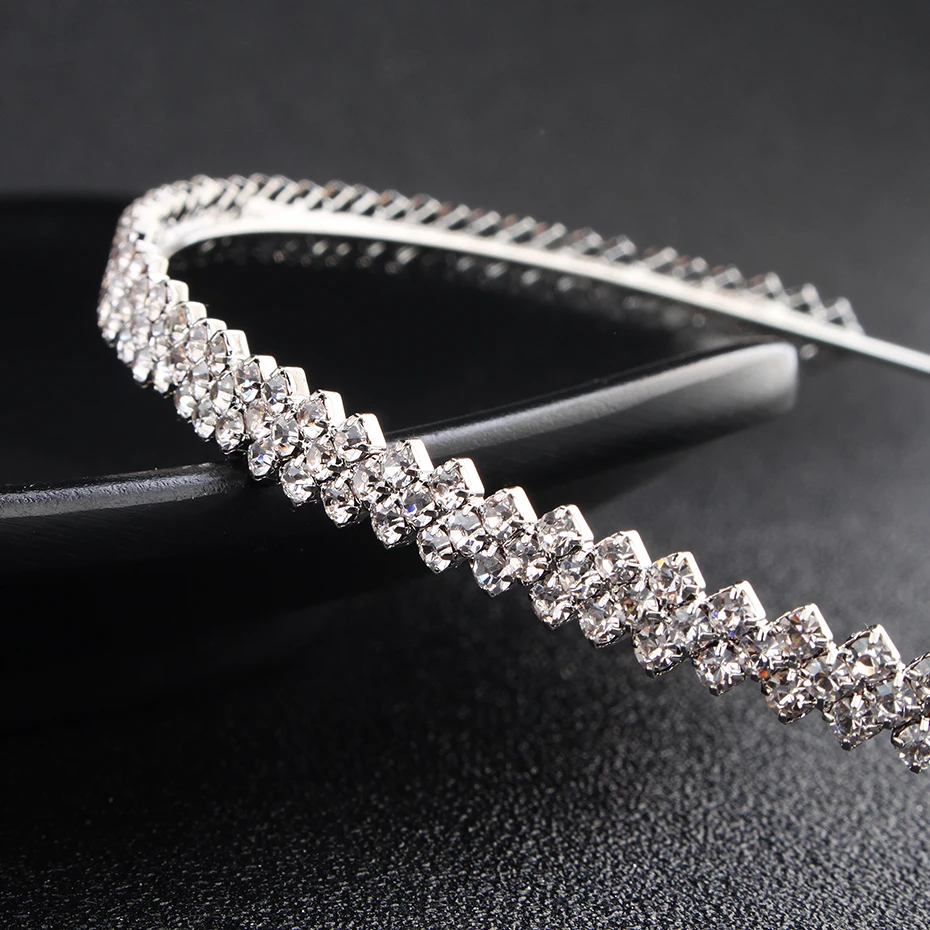 New Simple Hair Bands for Women Handmade Silver Rhinestone Tiny Headbands Birthday Party Jewelry Holiday Gifts for Kids