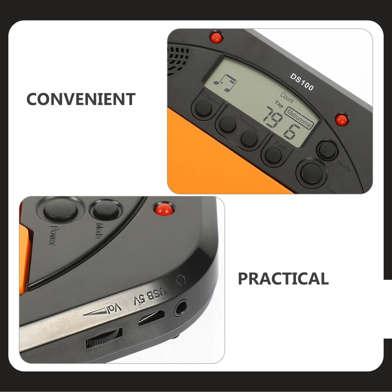 

LCD Display Drum Pad Electronic Metronome for Drummers Featuring Tap Tempo Function Drum Simulation -Like Feel Skidproof