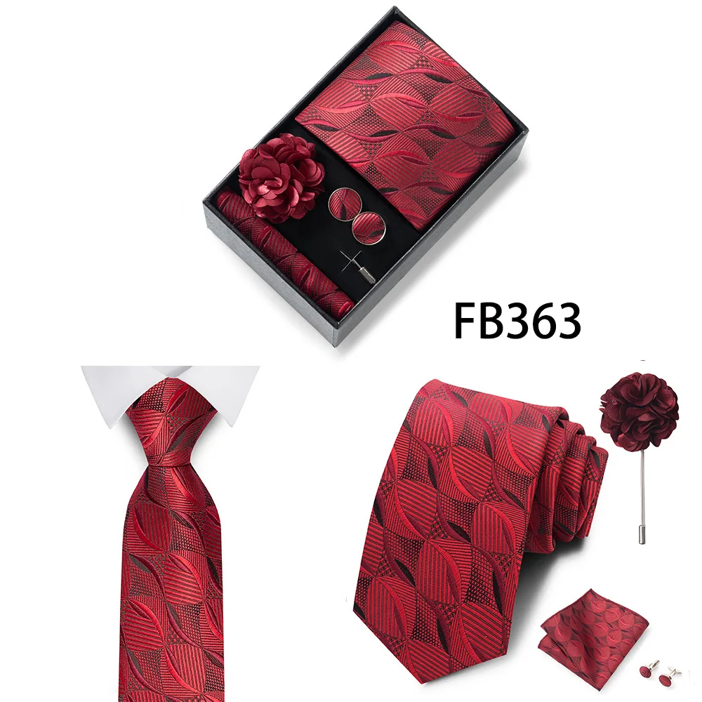 Erstklassige Weihnachtsgeschenkbox mit grauem Aufdruck, Krawatten, Einstecktuch, Manschettenknöpfe, Brosche, Set für Herren, Anzug, Accessoires, passend für die Gruppe – Detail 9