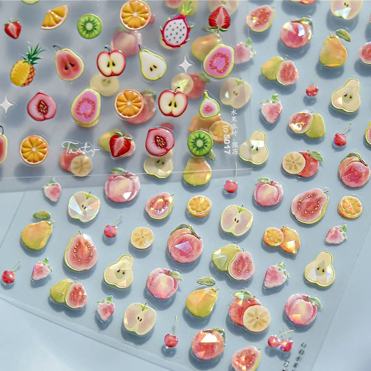Fruta colorida pera Kiwi higo guayaba Pitaya piña fresa cereza verano vegetal pegatinas para decoración de uñas calcomanía