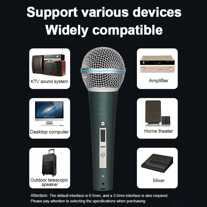 Mikrofon genggam Karaoke 58A, Mikrofon nirkabel ruang dinamis XLR Micro dindinamico mesin Mikrofon perlengkapan untuk panggung