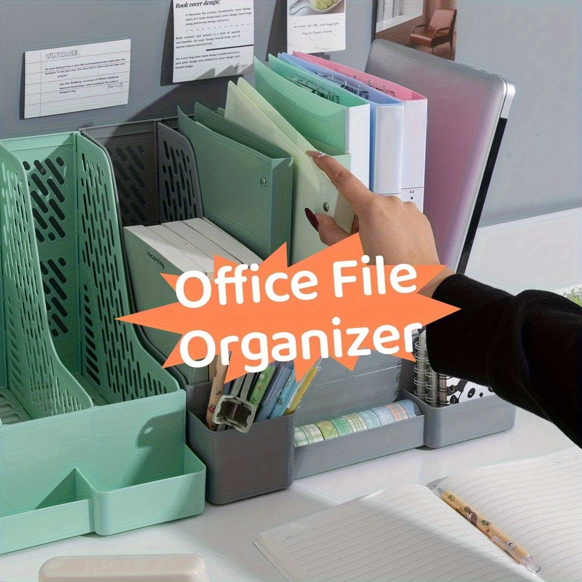 New Desktop File Organizer for 25 Years, with 4 Compartments, PP Material, Space-saving Office Supplies and Storage Box