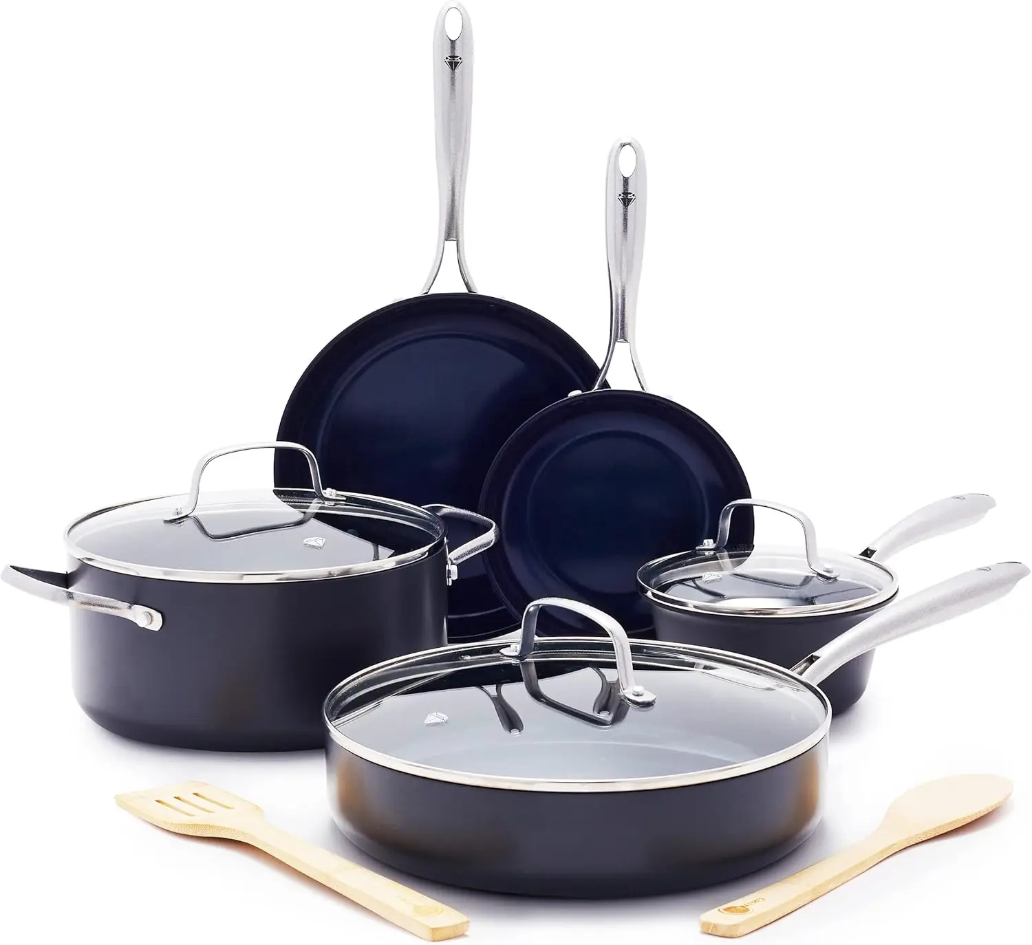 Blue Diamond Cookware Hard Anodized Ceramic Nonstick, 10 Piece Cookware Pots And Pans Set, Non-Toxic Pfas And Pfoa-Free,