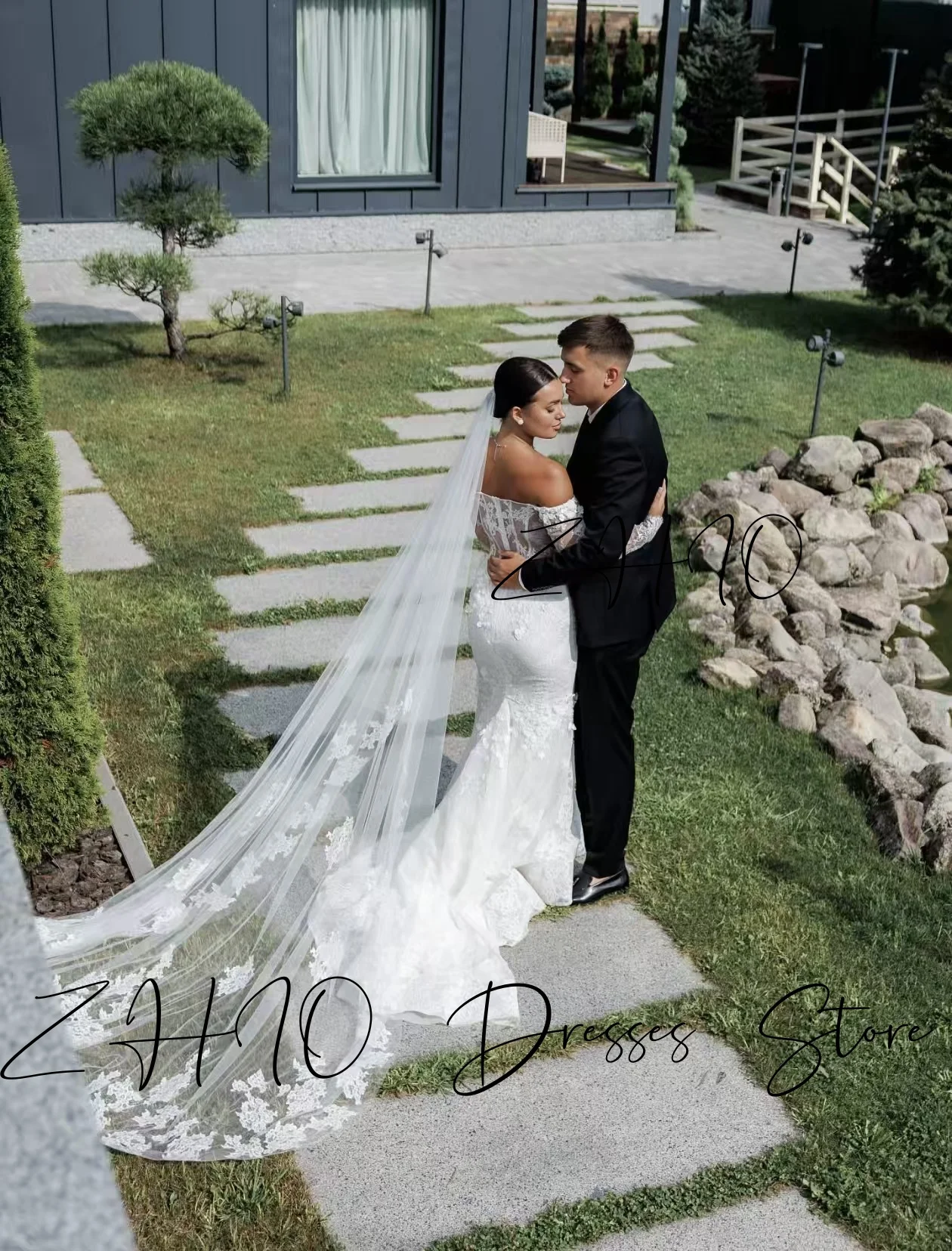 ZHIO Elegante Applicaties Trouwjurk Sweetheart Off Schouder Zeemeermin Sweep Trein Witte Kanten Bruidsjurk CustomizedRobe De Mariée