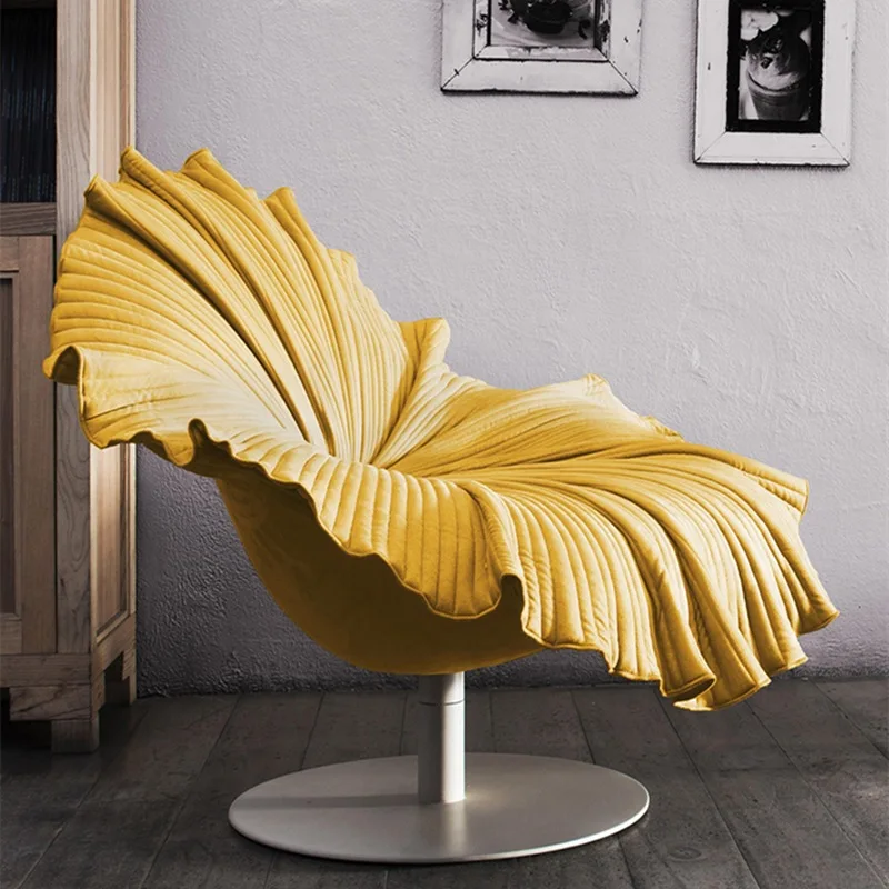 

Simple modern creative rotating fiberglass petals fashion flowers light luxury restaurant villa model room single lazy chair