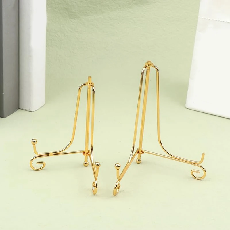 Gold Display Stand Craft Bracket Book Holder Photo Pedestal Bowl Dish Frame Picture Plate Rack Easel Storage Decor