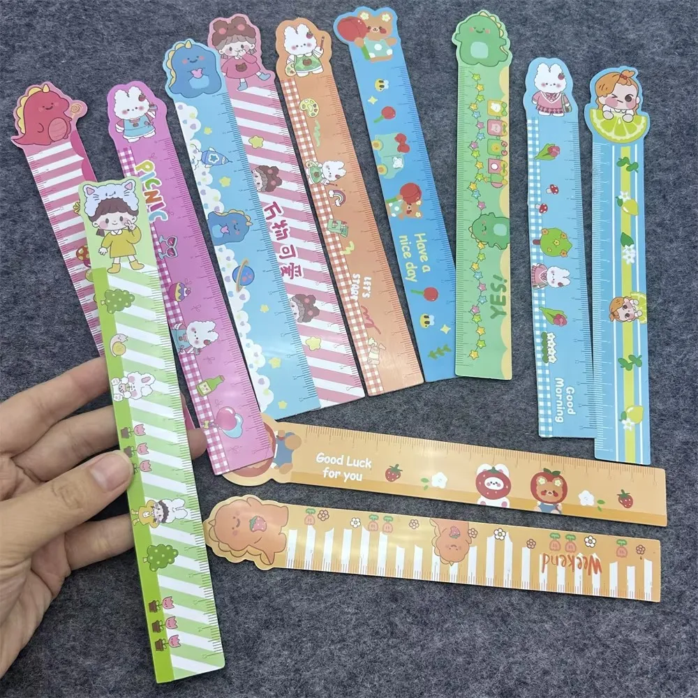 20 шт., мультяшная линейка, детские прямые линейки, канцелярские принадлежности, школьные милые канцелярские принадлежности, школьные инструменты для рисования