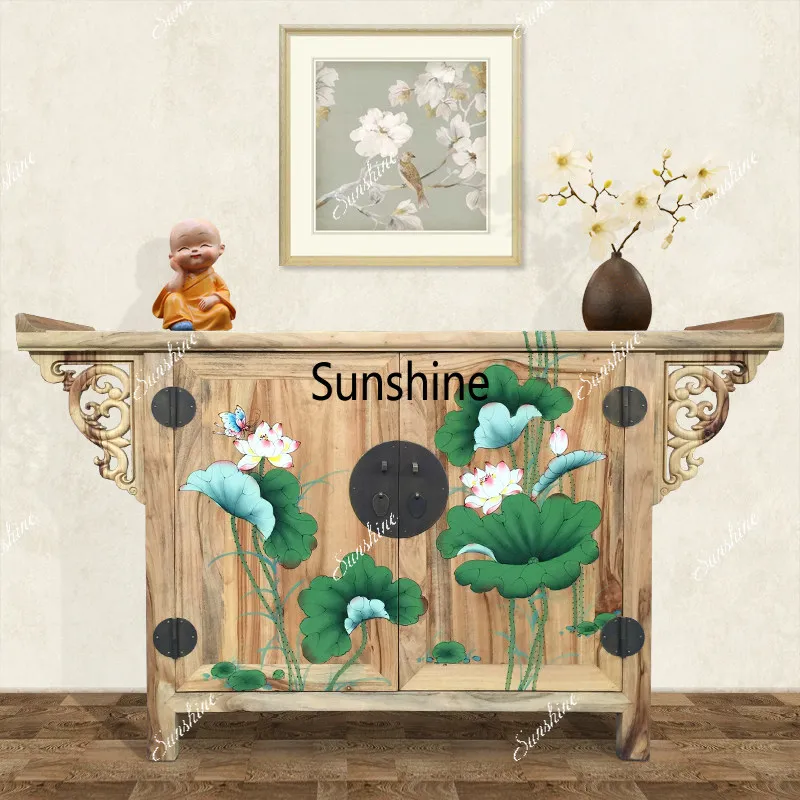 Entry entrance cabinet Solid wood Chinese classical door shoe cabinet Screen room cabinet