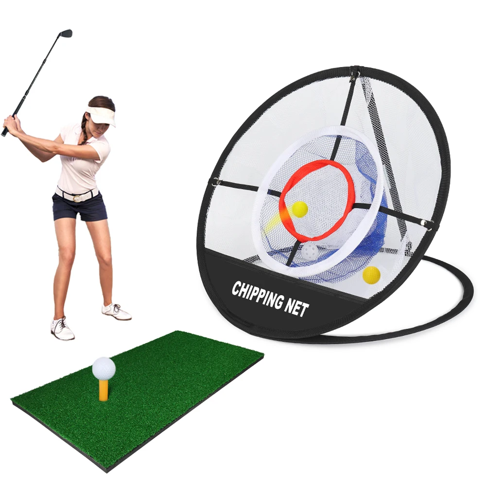

New Design Portable Pop up Golf Chipping Net Golf Practice Hitting Target Net With Short Grass Mat for Swing Training