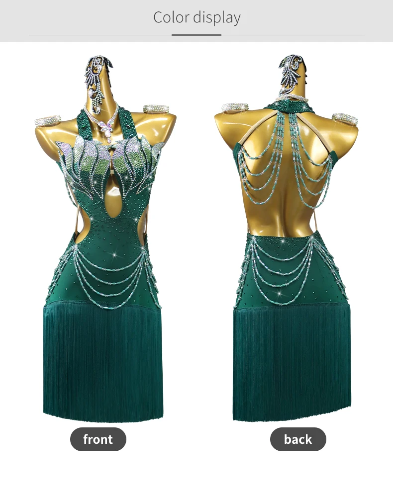 2026 Neues Latein-Tanzkleid Sportanzug Damen Ballsaal-Kleidung Senior Fransenrock Mädchen Wettbewerb Elegantes Auftrittskostüm – Detail 6