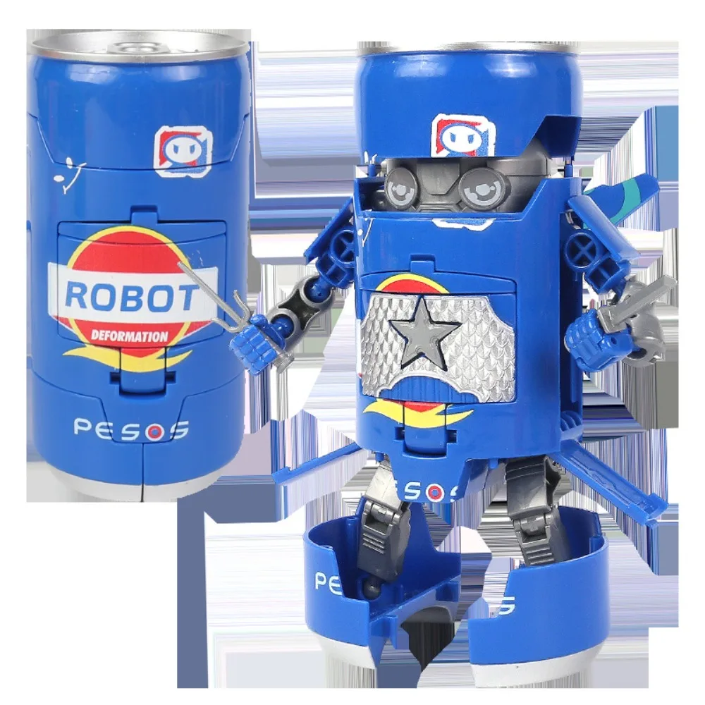 Mecha Model Deformed Soda Robot Cola Beverage Can Action Figures Deformation Bottle Robot Educational Funny Transforming Robot