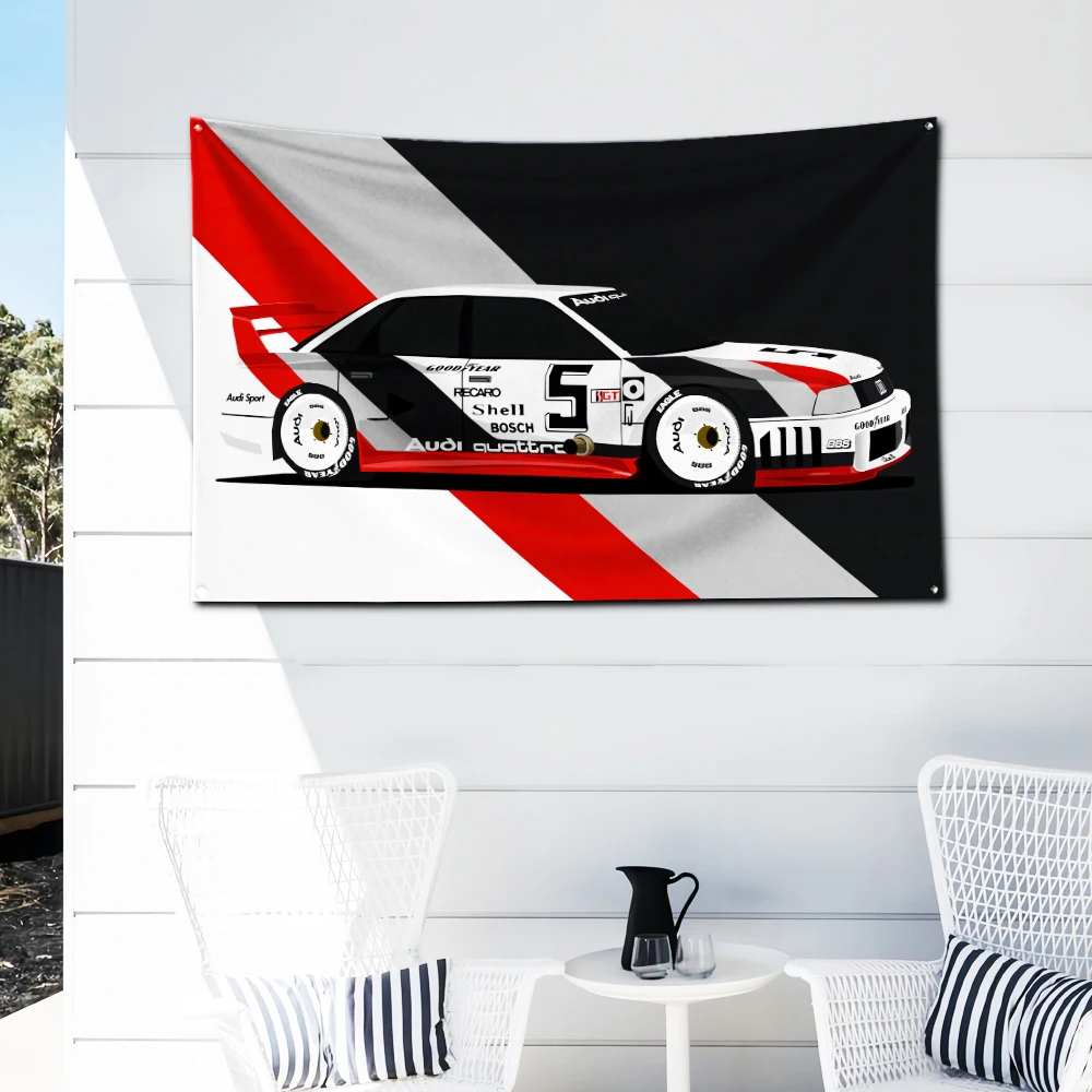 

3x5 Ft A-Audis Rs Sport Flag Polyester Digital Printing Banner for Garage Wall Art Out Door Decoration With Brass Grommets