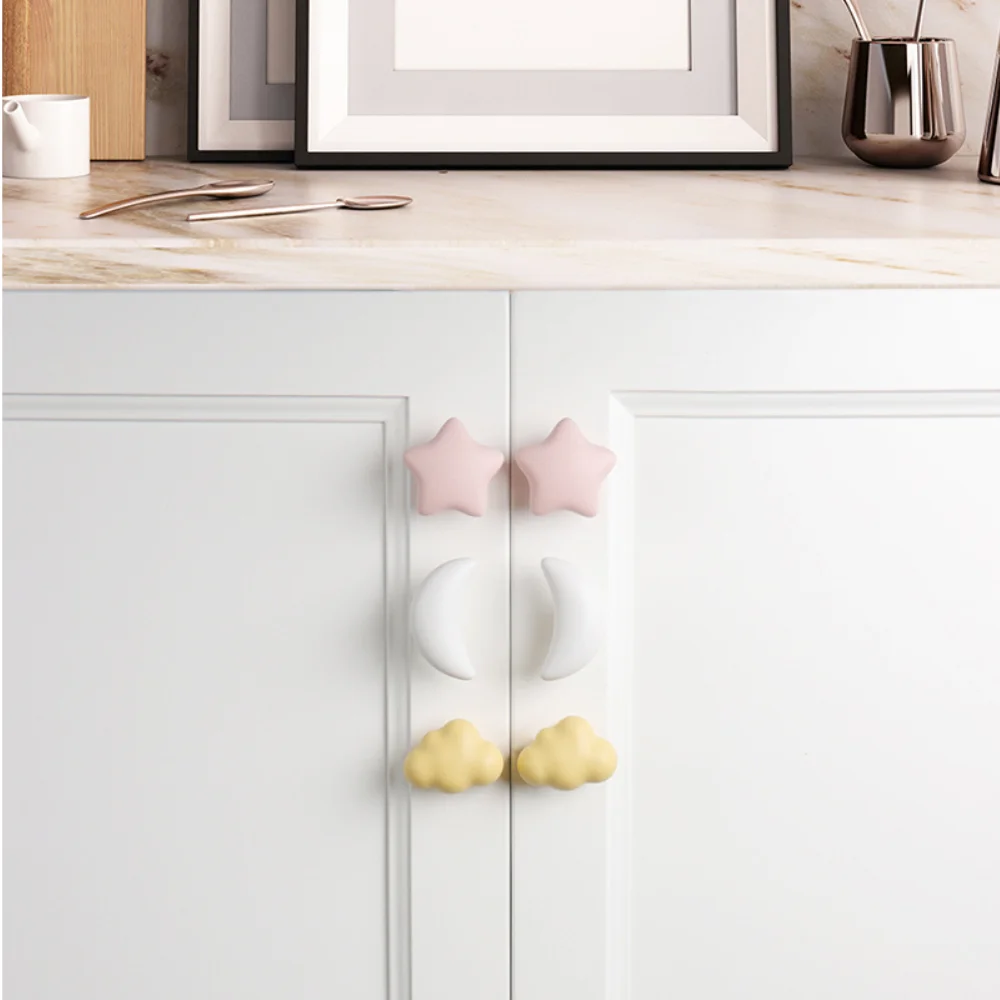 2 แพ็ค LEXDECO Moon,Star, Cloud Shaped เฟอร์นิเจอร์จับตู้ Knobs ดึงลิ้นชักตู้ Home Decor-Cloud