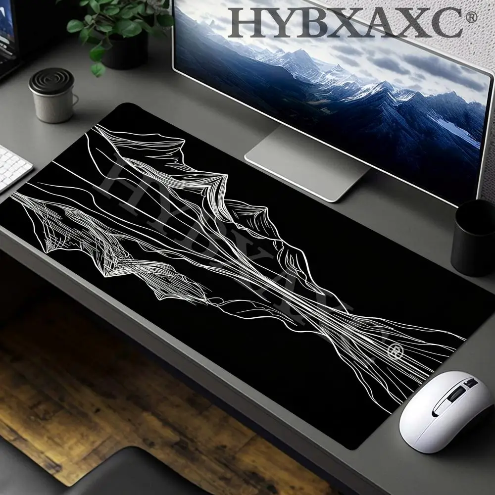 HYBXAXC  Minimalist Mountain Desk Mat, Black & White Landscape Mouse Pad Line Art Computer Mat Desk for Office Gamer Mousepad