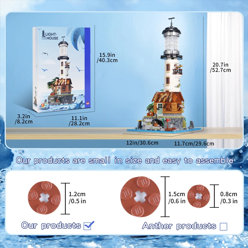 2340PCS Creative Fishing Village Lighthouse Building Blocks 21335 Sea Tower LED Light Bricks Toys Gifs For Children Kids