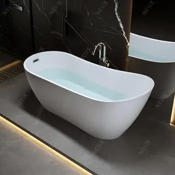 Wholesale Low Price Boat Shape Back To Wall Acrylic Freestanding Bathtub Center Drain Location Soaking Bathtub