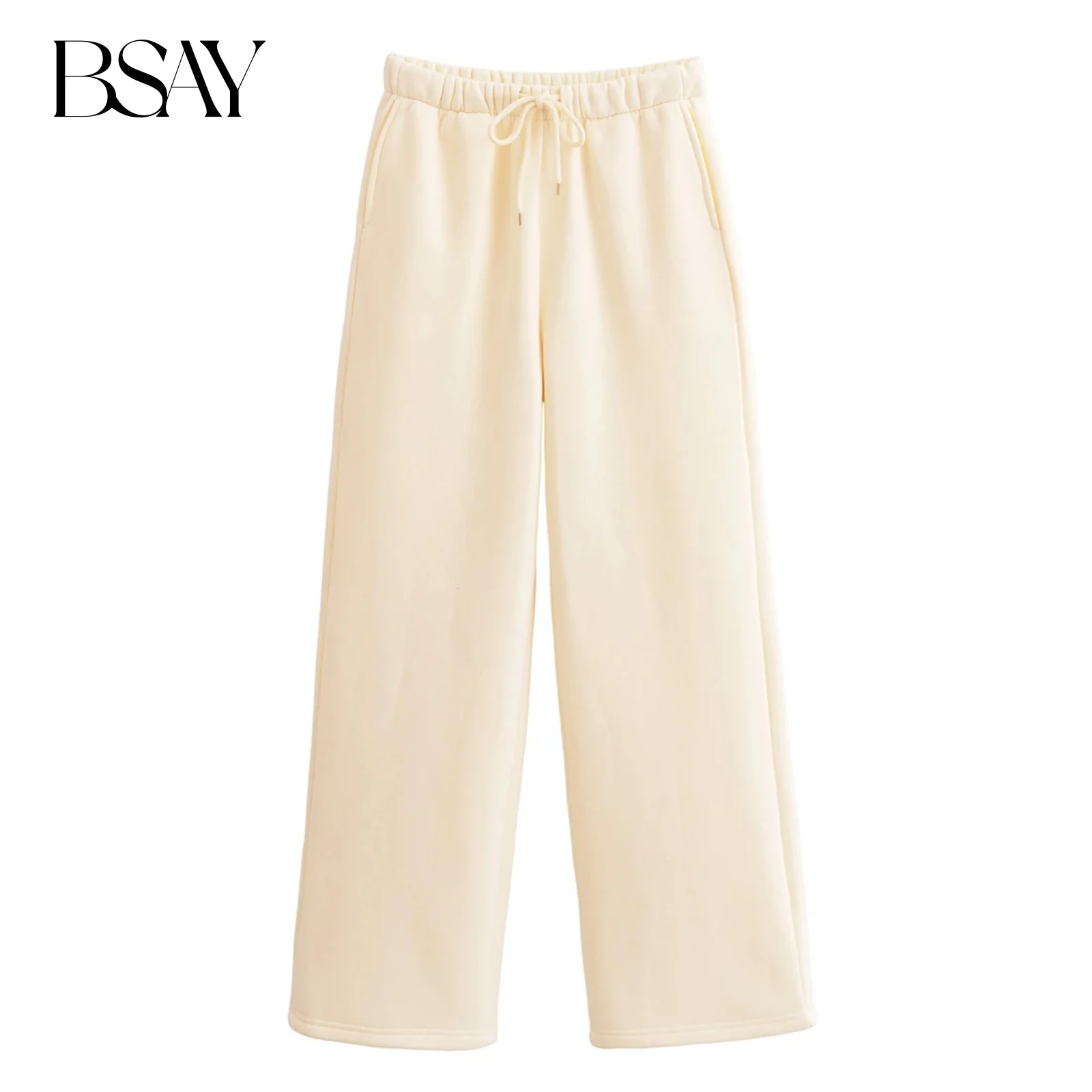 BSAY أزياء الخريف النسائية 2 قطع الصلبة طويلة الأكمام البريدي مقنعين البلوز سترة فضفاضة الإناث السراويل المستقيمة قطعتين مجموعة