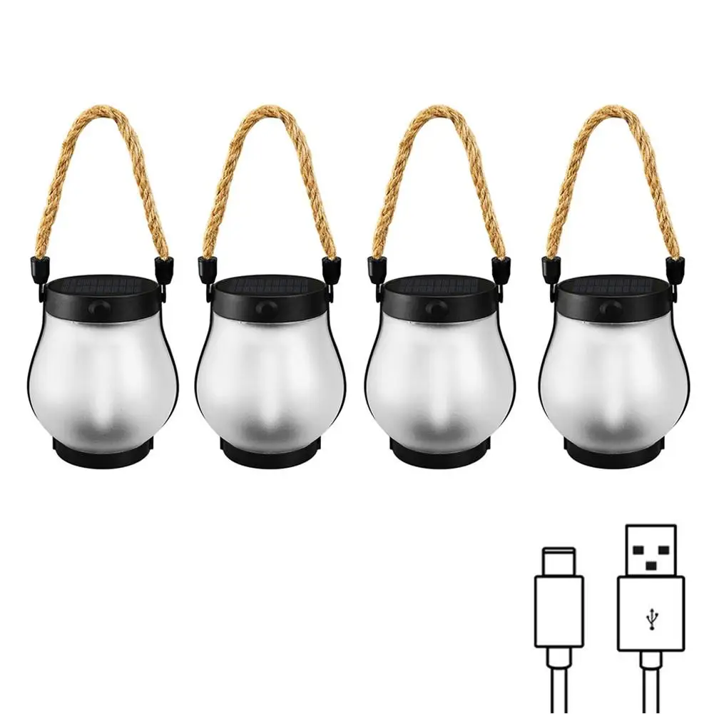 Dancing Flame Solar Lantern Magical Dancing Flames Outdoor Lights Solar Torch Lights Flickering Flames Hanging Waterproof Light