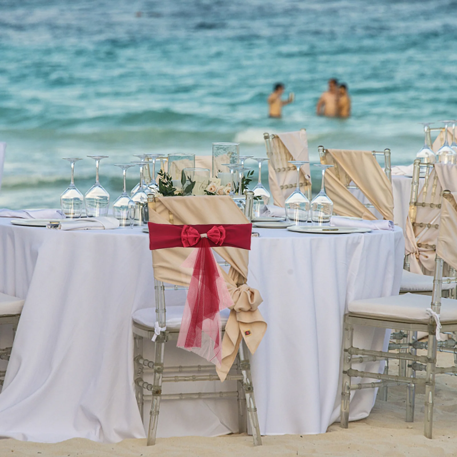 

10Pcs Chair Back Decorative Sashes Bowknot Wedding Banquet Chair Bows Elegant Party Covers Cover Sashes with Bows