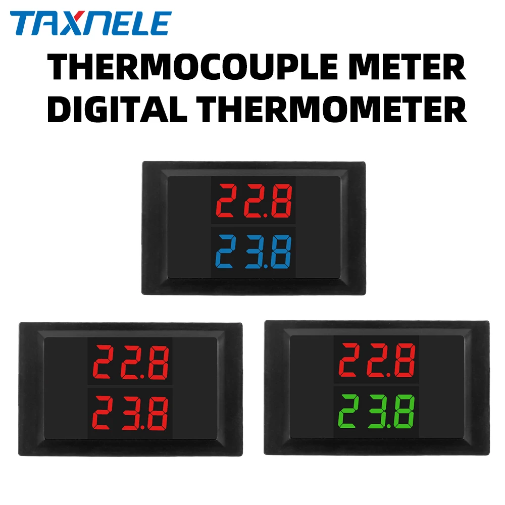 DC 12V 24V LED Dual Display Digital Thermometer Temperature Sensor Tester Dual NTC Waterproof Metal Probe 4V-28V For Car