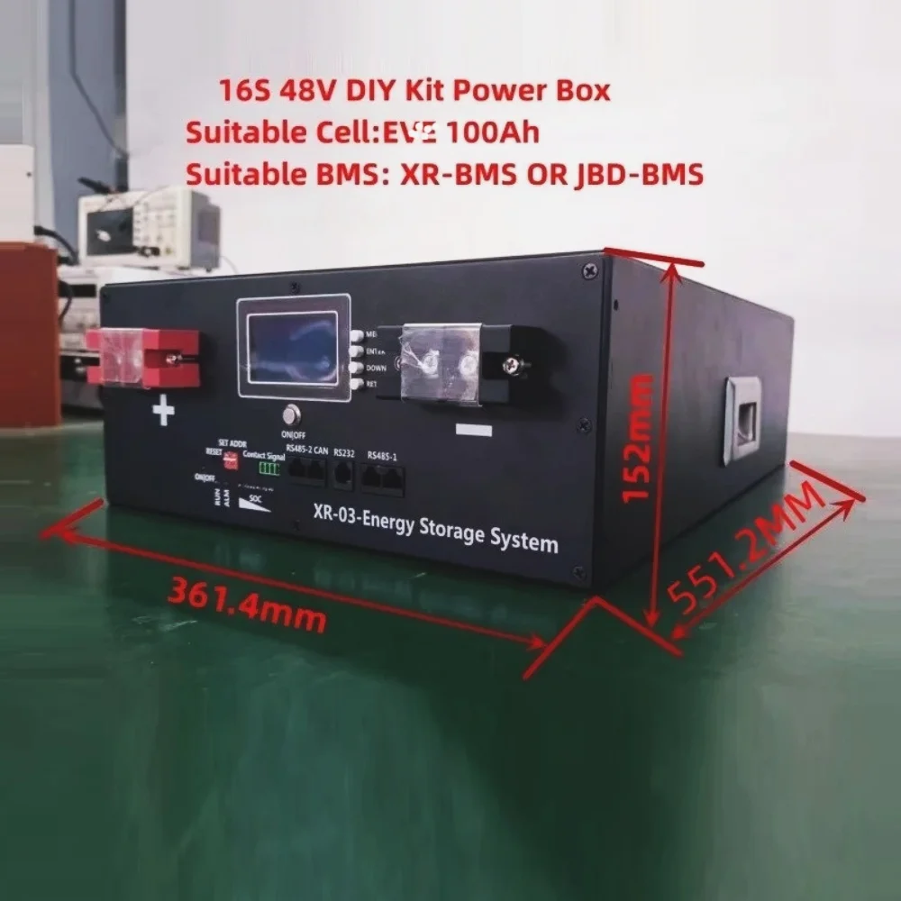 XR03-48V-LF100AH Solar Home Energy Storage LiFePO4 Battery bank/Case/Box DIY Kit Smart BMS LCD CAN RS485 RS232 Bluetooth