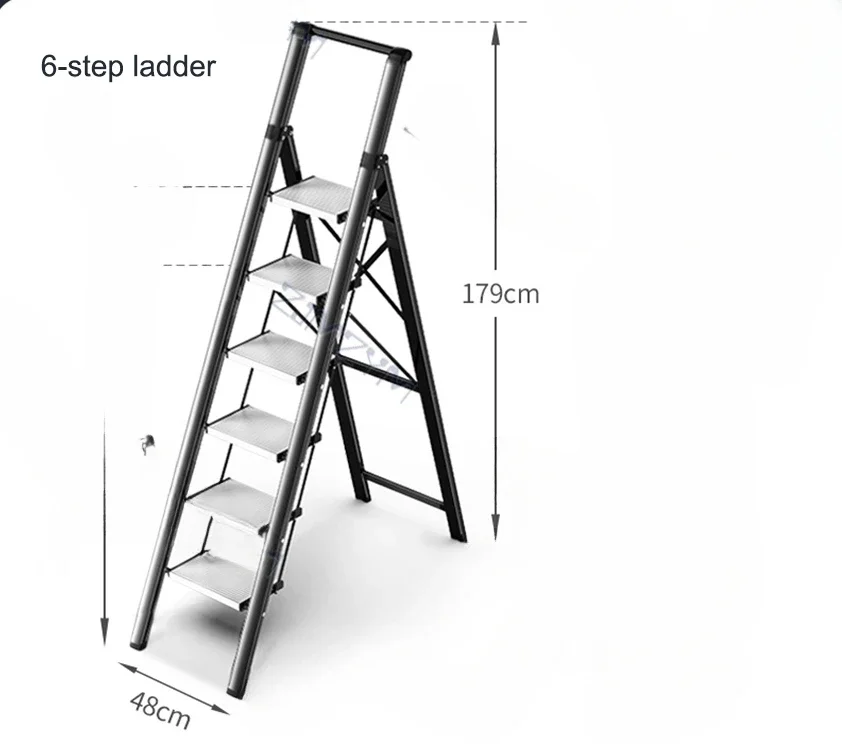 Multifunctional Telescopic Aluminum Alloy Lightweight 6-Step 150KG Bearing Home Folding Herringbone