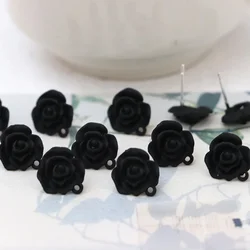 10 pezzi orecchini fiore nero connettori orecchini a bottone in lega orecchini Base ganci per gioielli fai da te che fanno risultati accessori