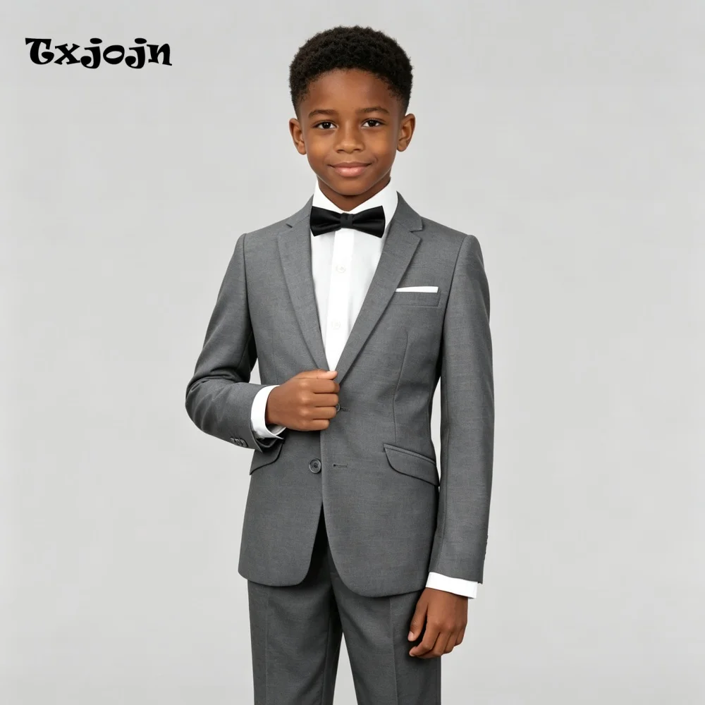 Formal Linen Boys Suit Homecoming Tuxedos 2-Piece Set Trend Pointed Collar Jacket Wedding Single Breasted Blazer Pants for Party