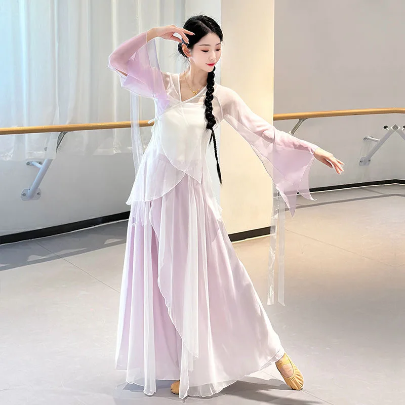 Costumi di danza classica, danza elegante, abiti di garza simili a una fata, ritmo del corpo cinese, Hanfu, abiti da allenamento, spettacoli